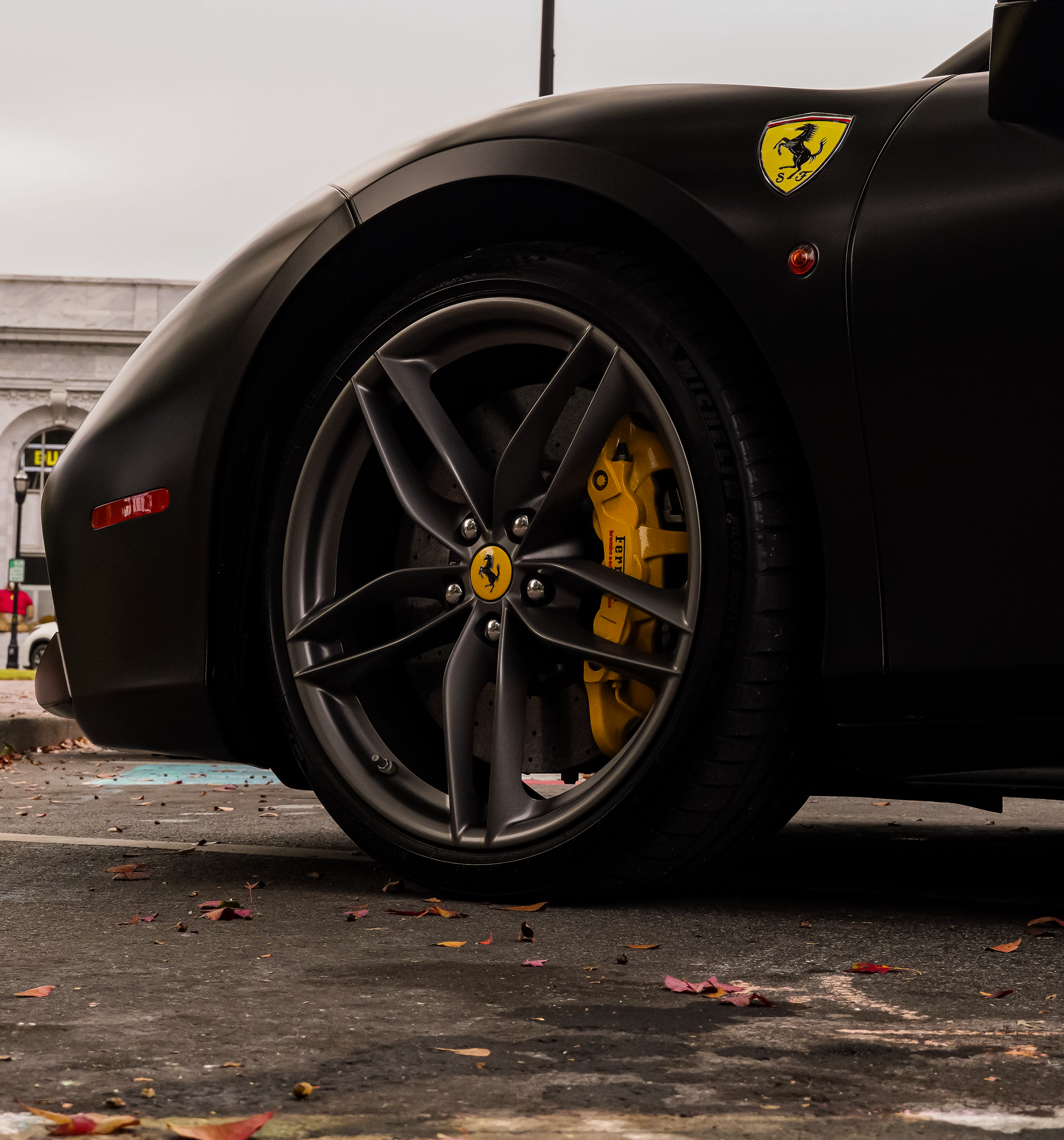 Ferrari wheel and brake detail after cleaning